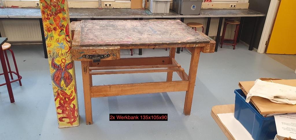 Houten werkbank, Doe-het-zelf en Verbouw, Werkbanken, Ophalen, Gebruikt, 120 tot 170 cm, Bankschroef