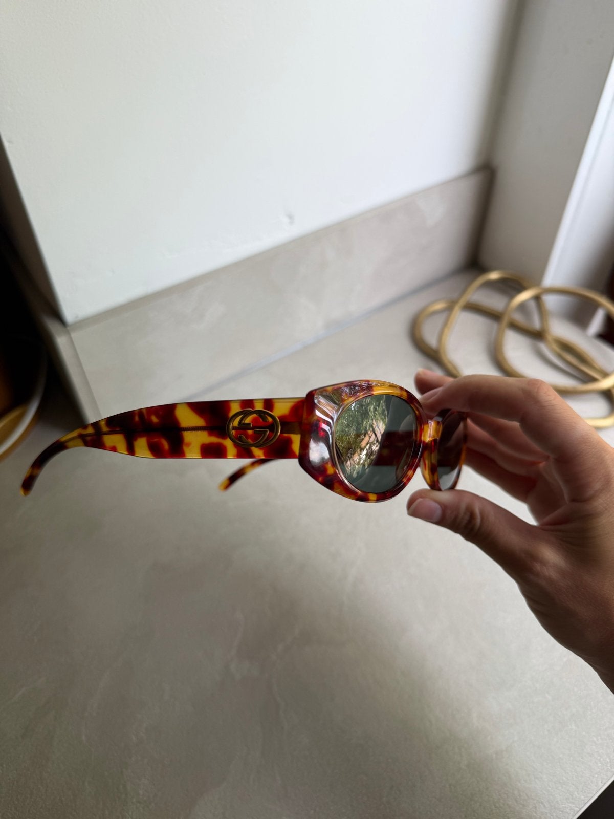 Vintage Gucci Zonnebril Bruin Oranje - Goede Staat, Sieraden, Tassen en Uiterlijk, Zonnebrillen en Brillen | Dames, Overige merken