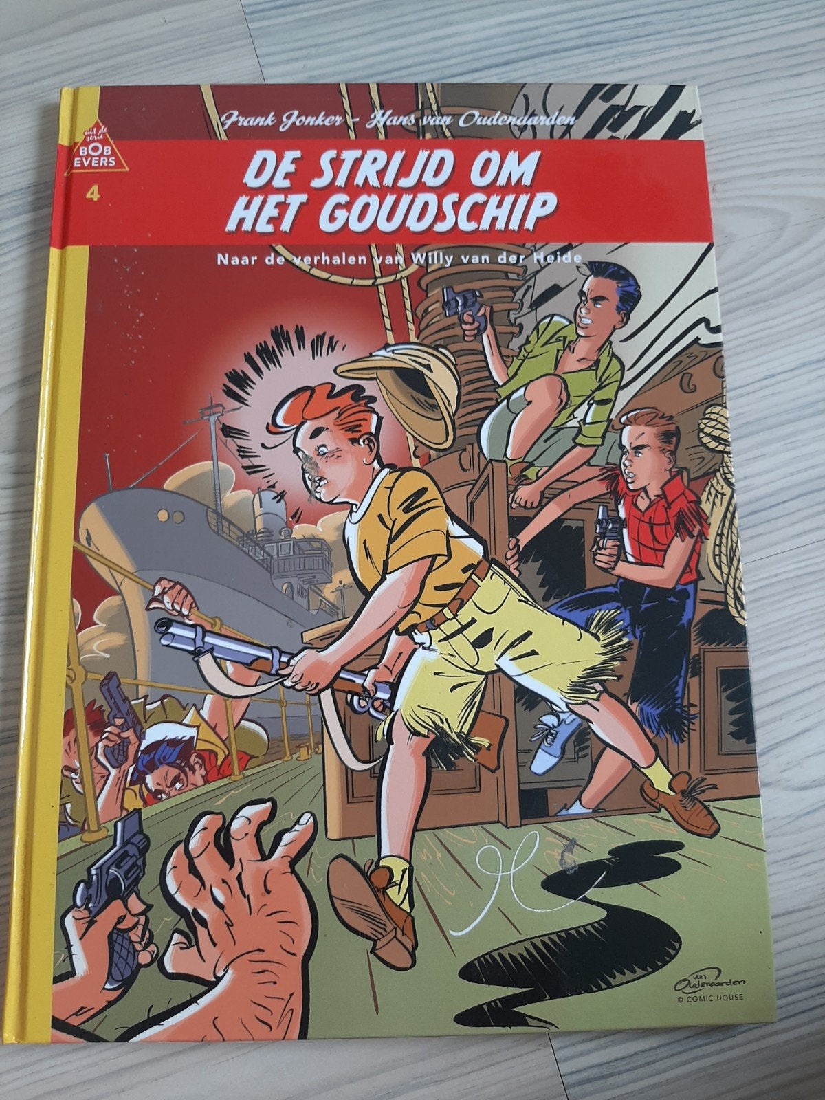 Rob Evers - De Strijd om het Goudschip - Deel 4, Eén stripboek, Ophalen of Verzenden, Zo goed als nieuw, Frank Jonker - Hans van Oudenaarden