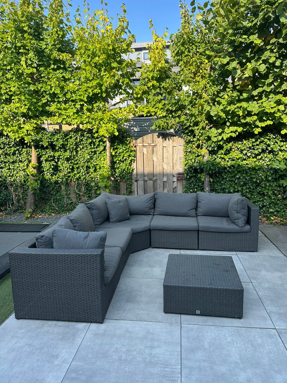 Hoek loungeset met hocker - bezorgen mogelijk, Tuin en Terras, Tuinsets en Loungesets, Ophalen, Zo goed als nieuw, Wicker, Hocker