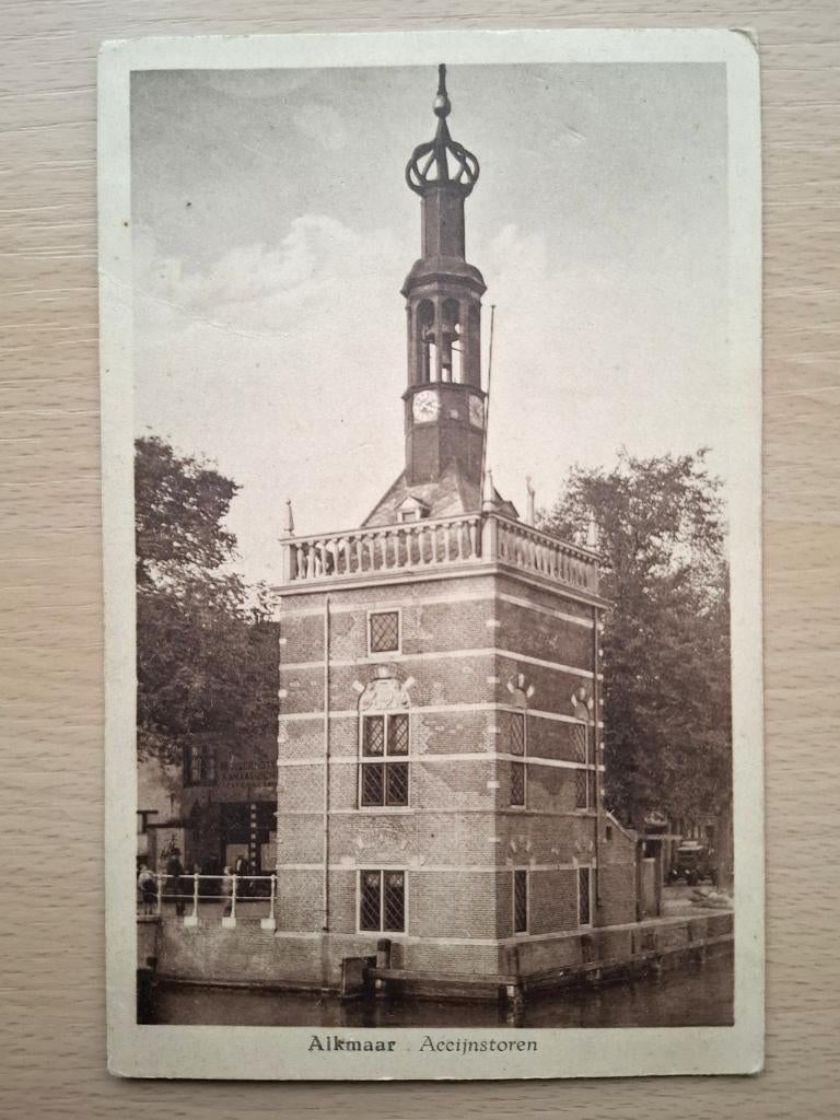 Oude ansichtkaart Accijnstoren Alkmaar – rond 1930, Verzenden, 1920 tot 1940, Ongelopen, Noord-Holland