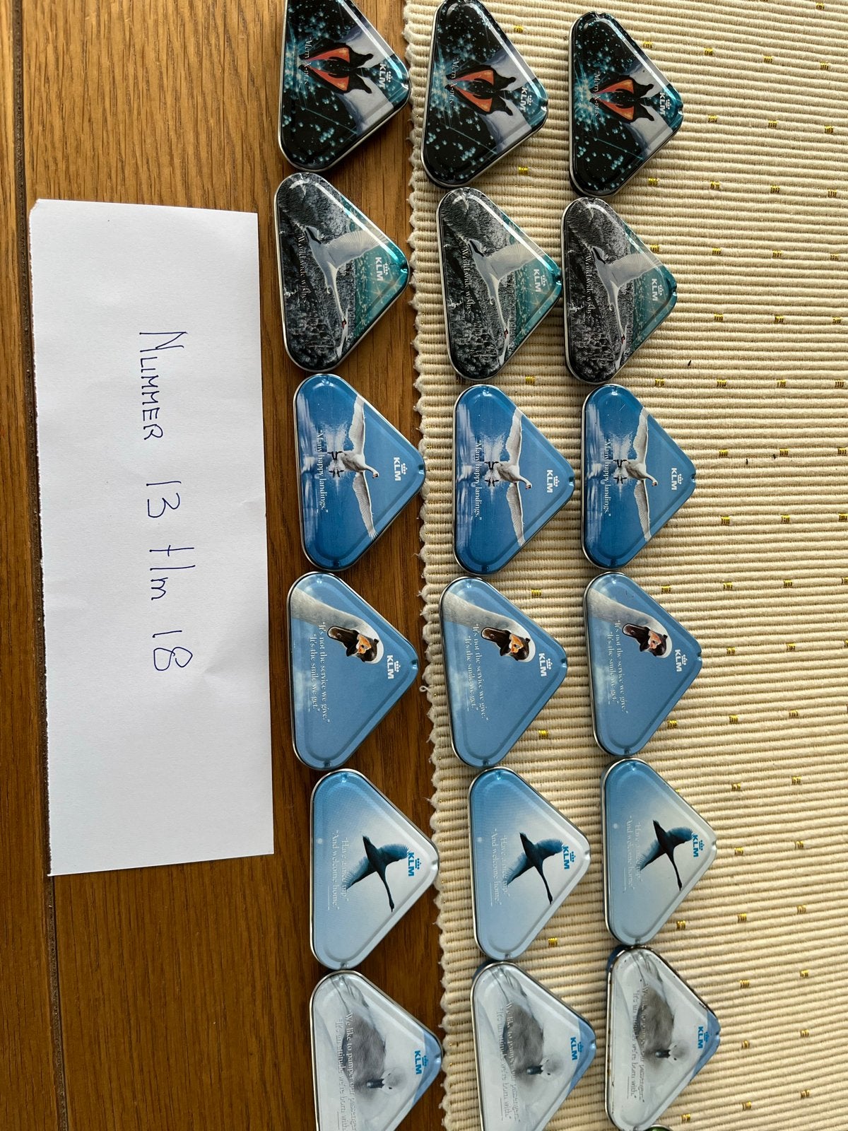 KLM Pepermuntblikjes Collectie (1-18) + 101 Dubbel, Ophalen of Verzenden, Gebruikt, Verpakking