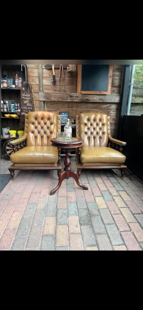 Set chesterfield fauteuils, Huis en Inrichting, Gebruikt, Chesterfield, 75 tot 100 cm, Ophalen of Verzenden