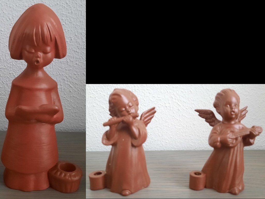 1 grote en 2 kleine Goebel engeltjes 16 en 7,5 cm, Antiek en Kunst, Minder dan 20 cm, Ophalen of Verzenden, Gemerkt, Steen of Keramiek