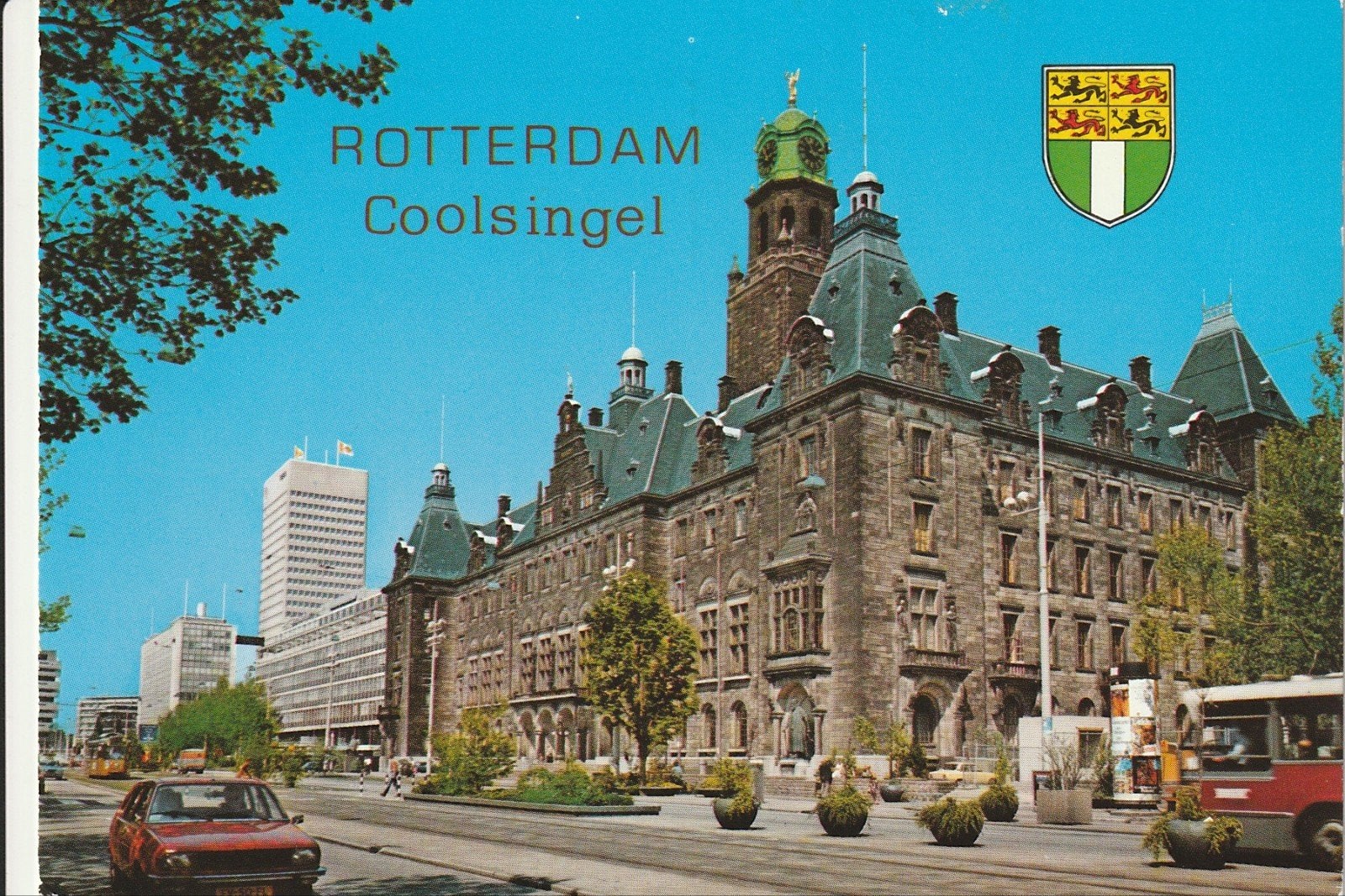 ROTTERDAM COOLSINGEL STADHUIS AUTO TRAM DAF HAINJE STADSBUS, Ophalen of Verzenden, 1960 tot 1980, Gelopen, Zuid-Holland