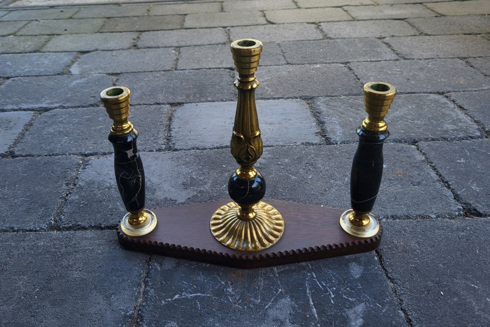 Antieke Empire Stijl Kandelaarstel, Ophalen of Verzenden, Koper of Brons