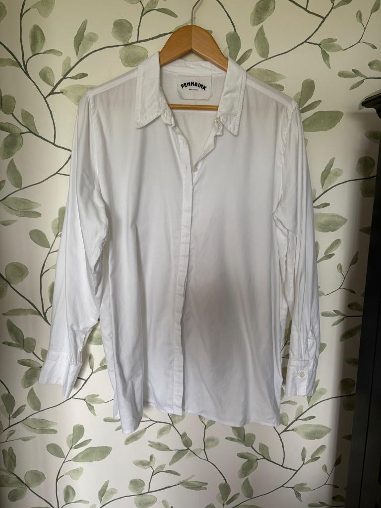 Penn & Ink witte lange blouse small 36, Penn & Ink, Wit, Ophalen of Verzenden, Zo goed als nieuw