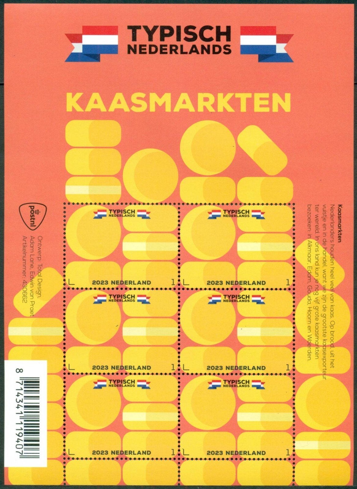 2023 Vel Typisch Nederlands Kaasmarkten Postfris., Verzenden, Postfris
