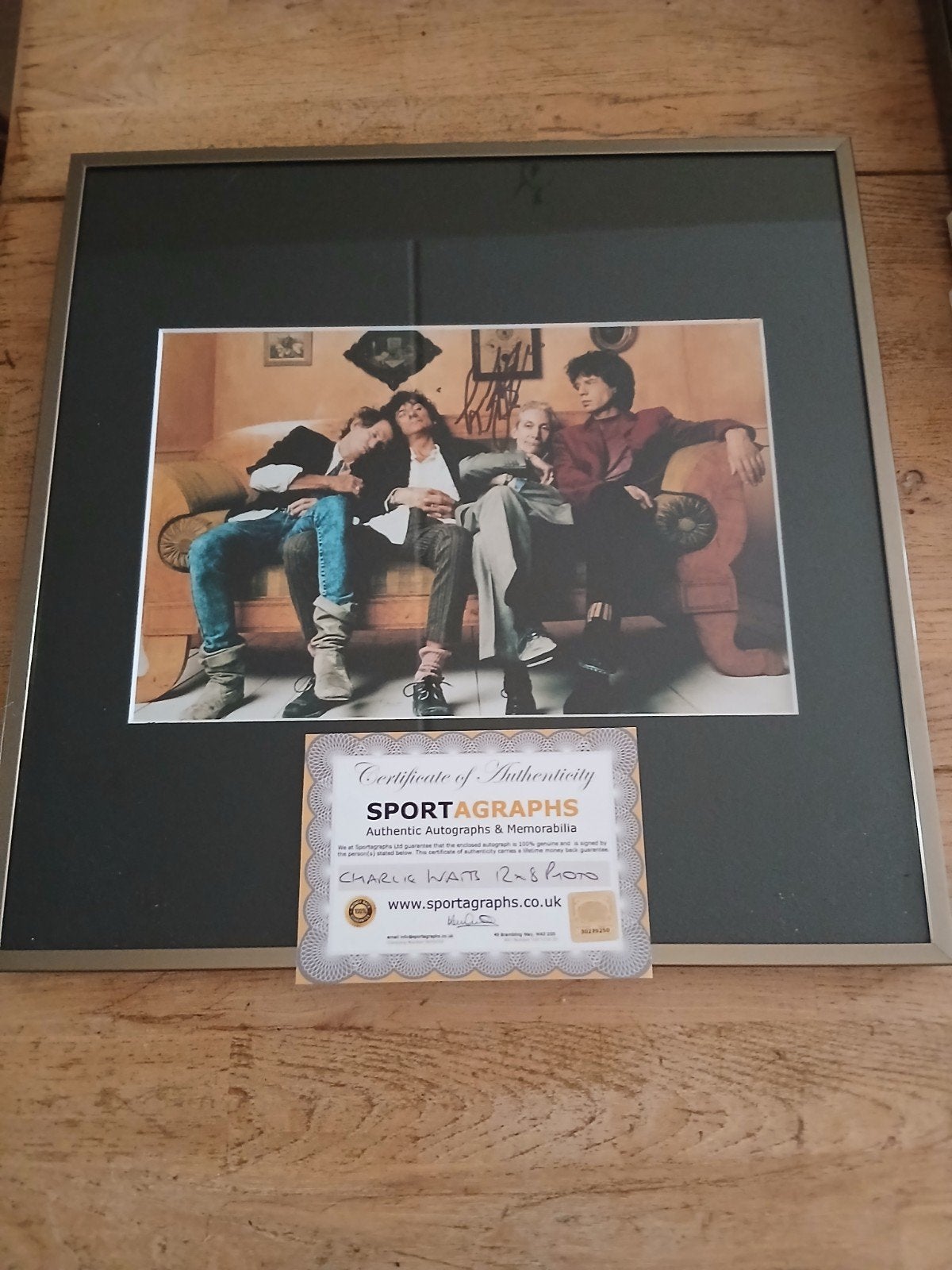 Gesigneerde Charlie Watts,The Rolling Stones foto met COA, Ophalen, Gebruikt, Foto of Kaart, Gesigneerd