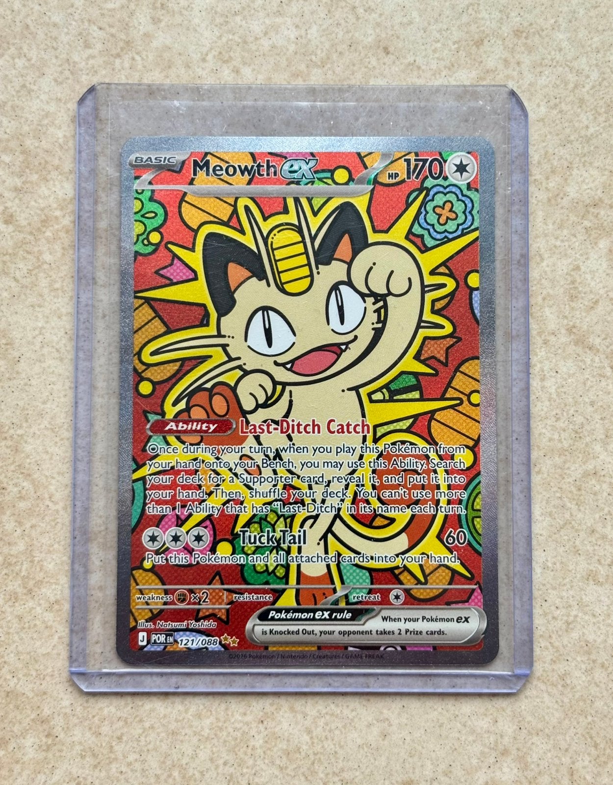 Meowth ex 170 HP Pokémon Kaart(121/088) - Nieuwstaat ‼️, Ophalen of Verzenden, Zo goed als nieuw, Losse kaart
