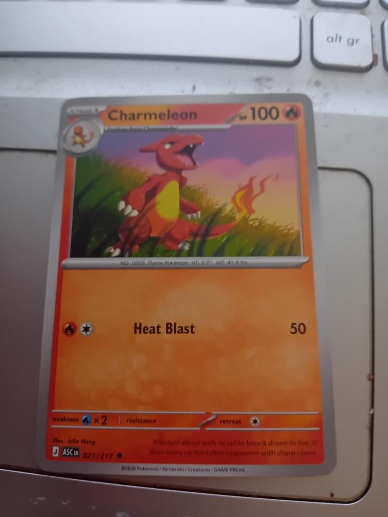 Pokémon Kaart Charmeleon 021/217 ASCIN, Ophalen of Verzenden, Zo goed als nieuw, Losse kaart, Foil