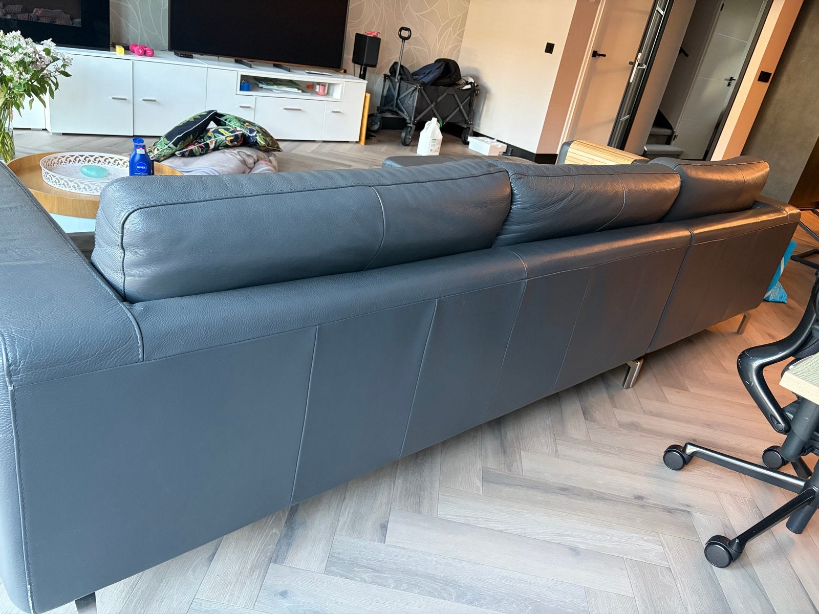 Leren Hoekbank - Comfortabel en Stijlvol, Huis en Inrichting, Banken | Bankstellen, Ophalen, 250 tot 300 cm, Gebruikt, Hoekbank