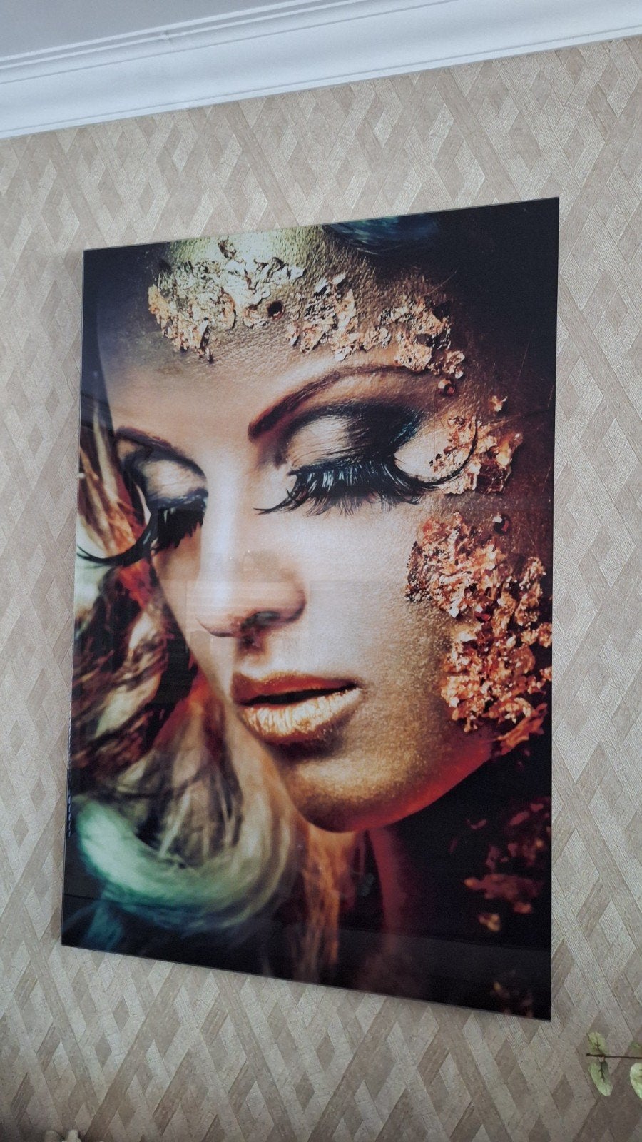 Dibond Schilderij Vrouw Gezicht 80x120 cm, Ophalen of Verzenden, Zo goed als nieuw, Schilderij, 100 tot 125 cm