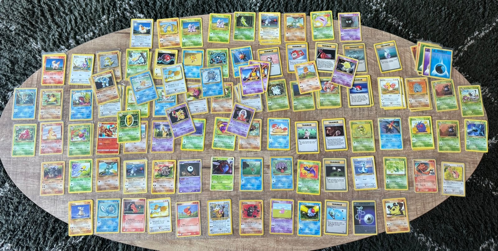 100+ oude pokemon kaarten. Base set, jungle fossil ea, Ophalen of Verzenden, Gebruikt, Meerdere kaarten