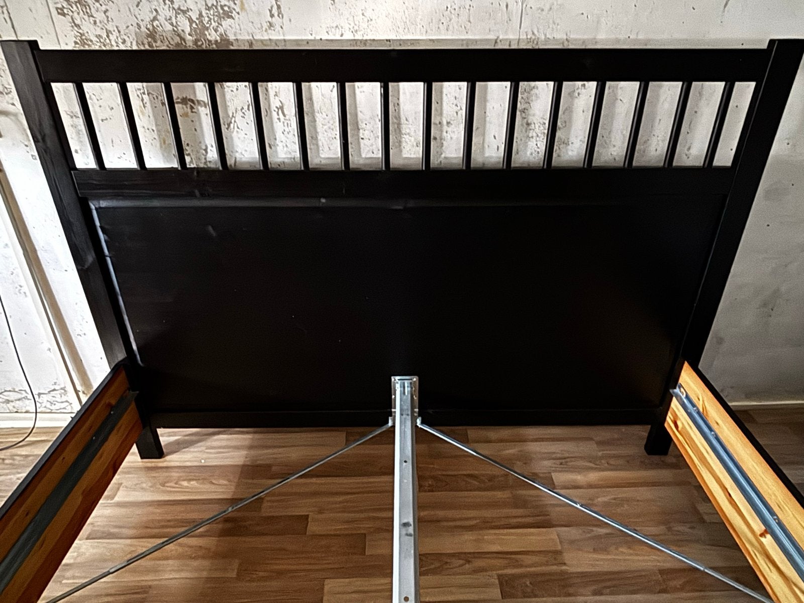 IKEA bedombouw 160x200 cm zwart, Ophalen, Gebruikt, Zwart, Tweepersoons