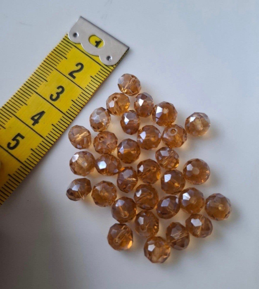 31 stuks 8 mm facet glaskralen oranje bruin kralen partij, Kraal, -, -, Nieuw