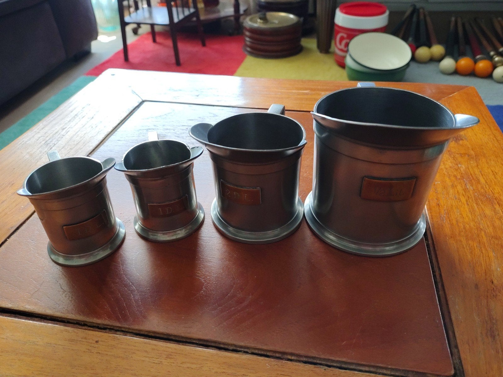 Set van 4 tinnen maatbekers - Rio Tiel Holland, Antiek en Kunst, Ophalen of Verzenden
