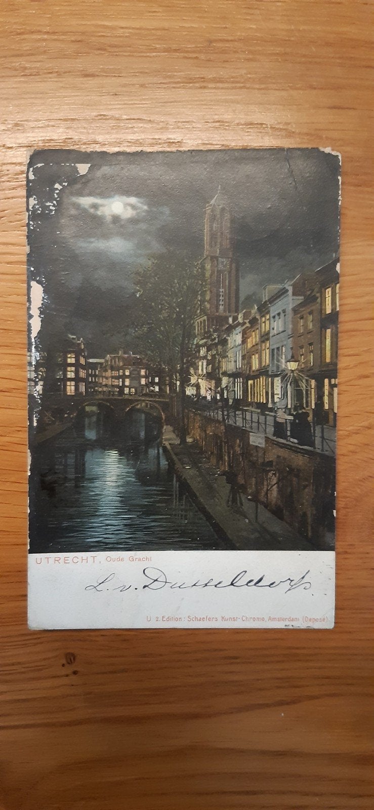 Utrecht oude gracht 2 edition Schaefers, Verzamelen, Ophalen of Verzenden, Voor 1920, Gelopen, Utrecht