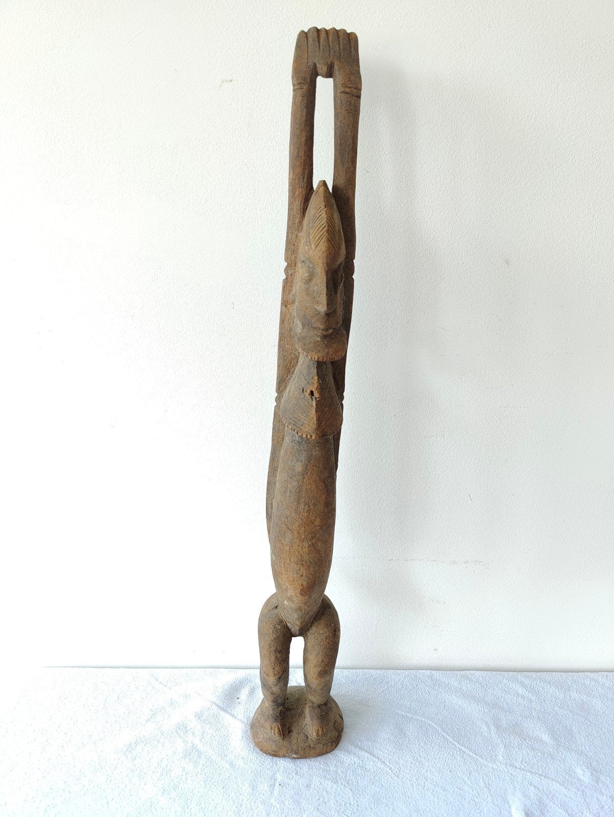 Uniek Afrikaans houten beeld - Stamkunst, Hout, Bruin, Afrika, Ophalen of Verzenden