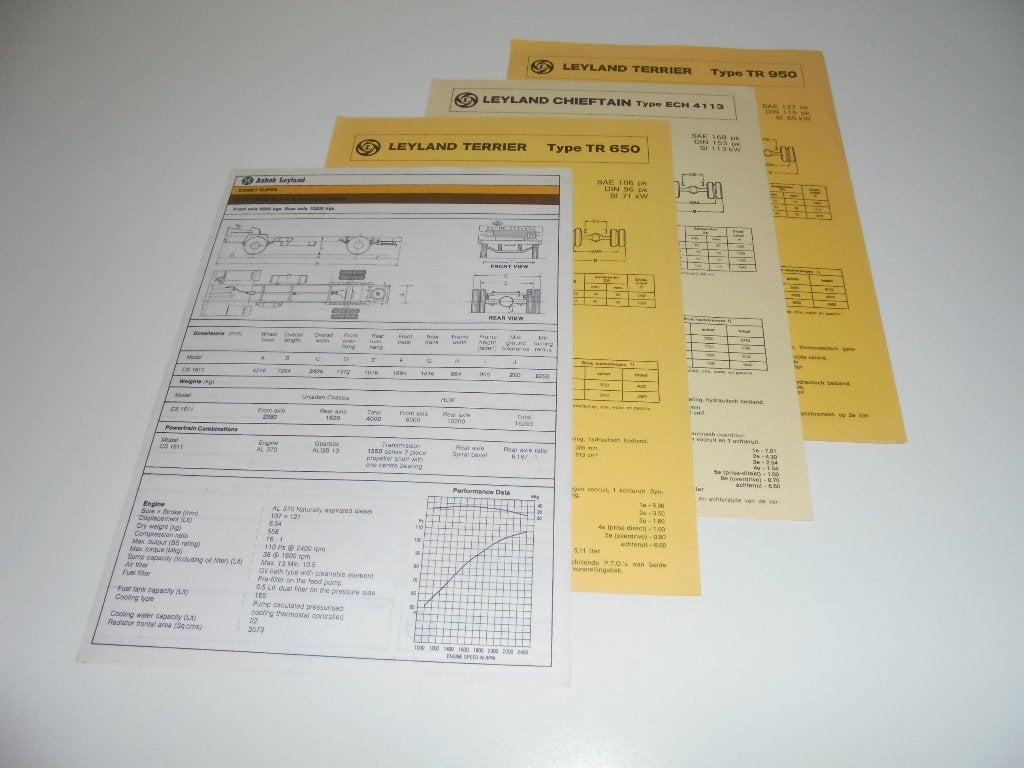4 specificatiebladen Leyland Trucks in één koop, Ophalen of Verzenden, Zo goed als nieuw, Overige merken