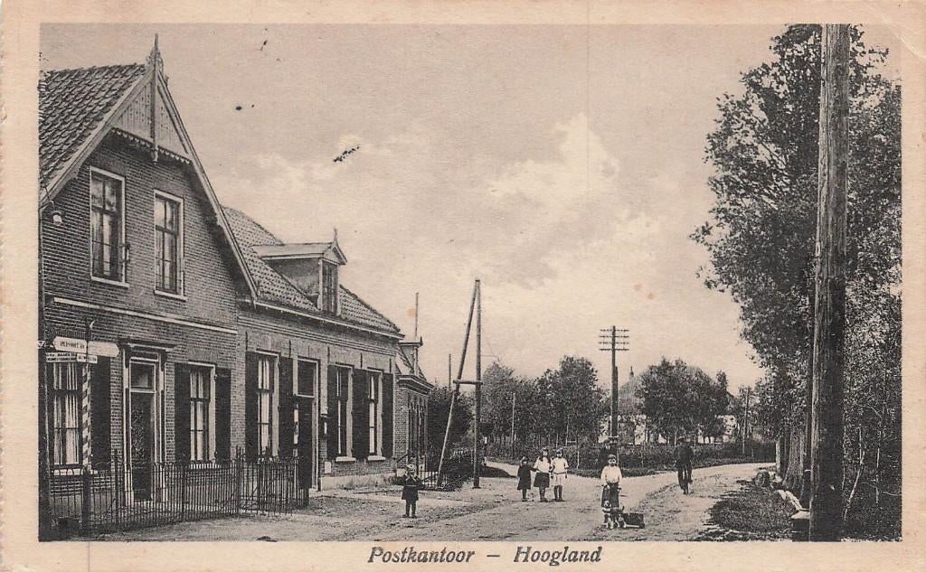 JO344 Hoogland Postkantoor 1925, Ophalen of Verzenden, 1920 tot 1940, Gelopen, Utrecht