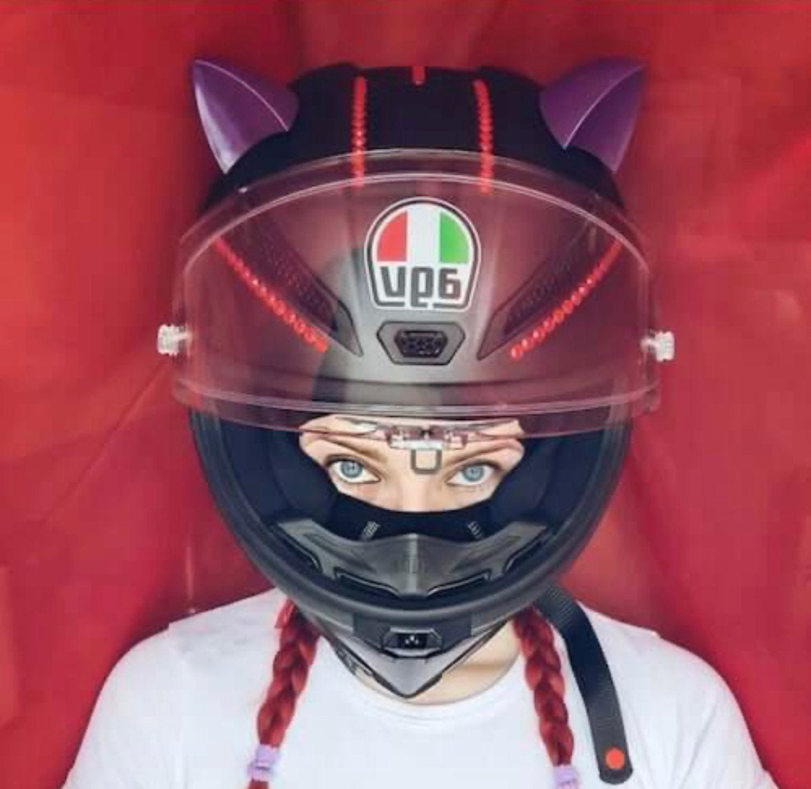 HELMET FLAIR paarse kattenoren, Motoren, Ophalen of Verzenden, Nieuw met kaartje, Integraalhelm, Overige merken