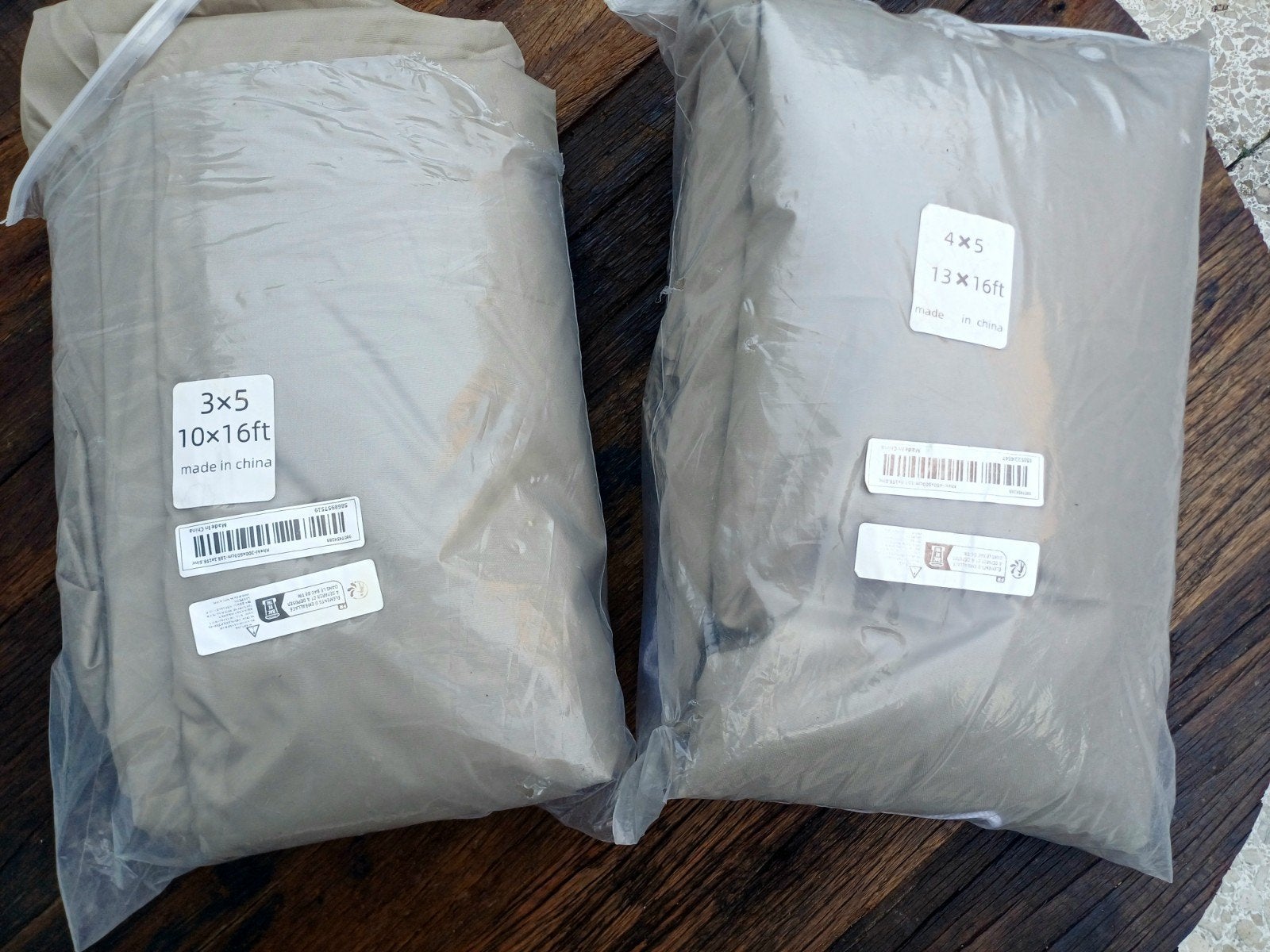 Schaduwdoek Kaki Polyester (Nieuw) – Keuze uit 4x5m of 3x5m, Ophalen of Verzenden, Zo goed als nieuw