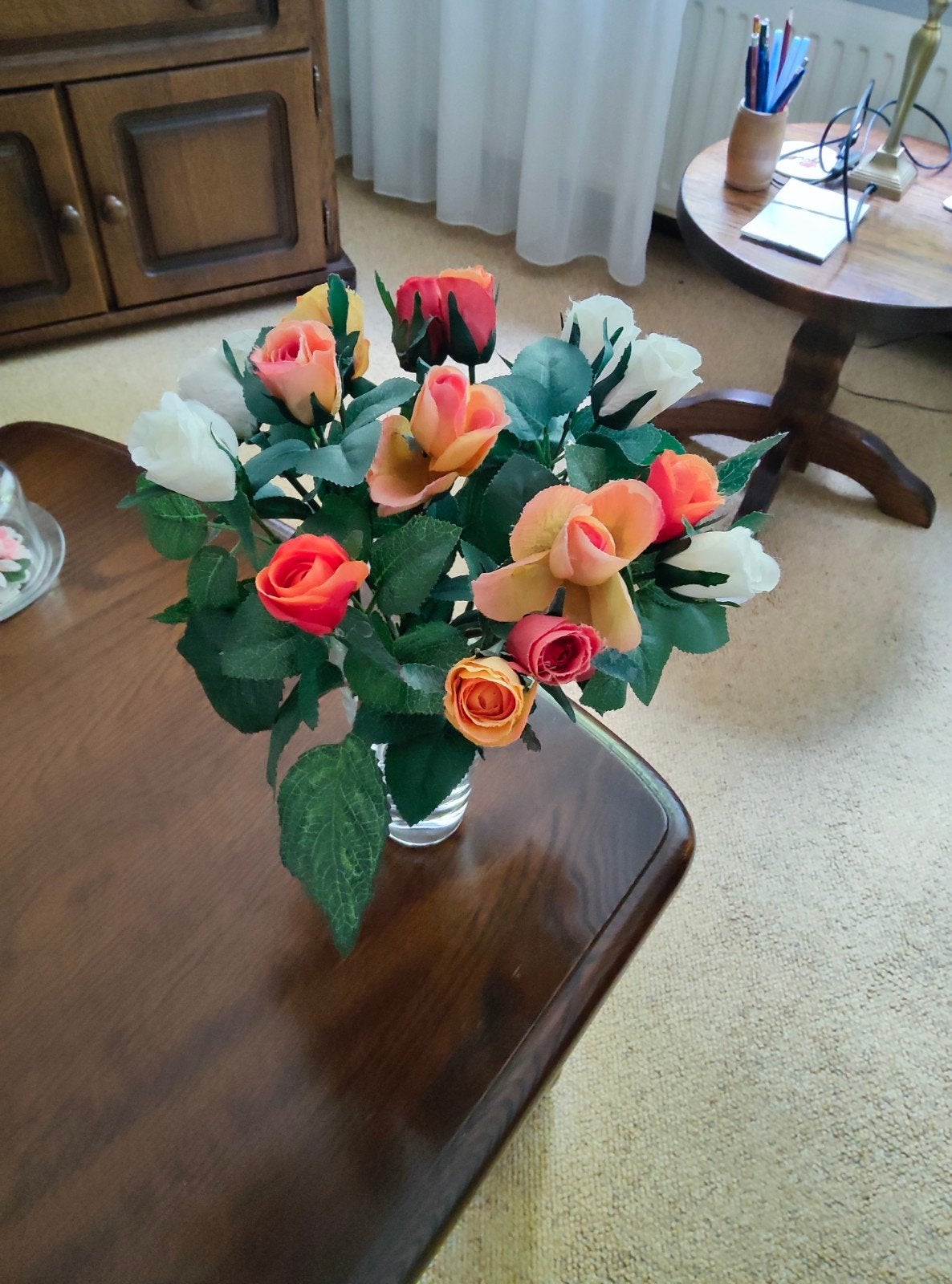 Vaasje met kunst rozen, Huis en Inrichting, Ophalen of Verzenden, Zo goed als nieuw