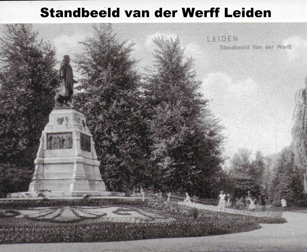 Kr39 Ongelopen ansichtkaart standbeeld van der Werff leiden, Verzenden, 1980 tot heden, Ongelopen, Zuid-Holland