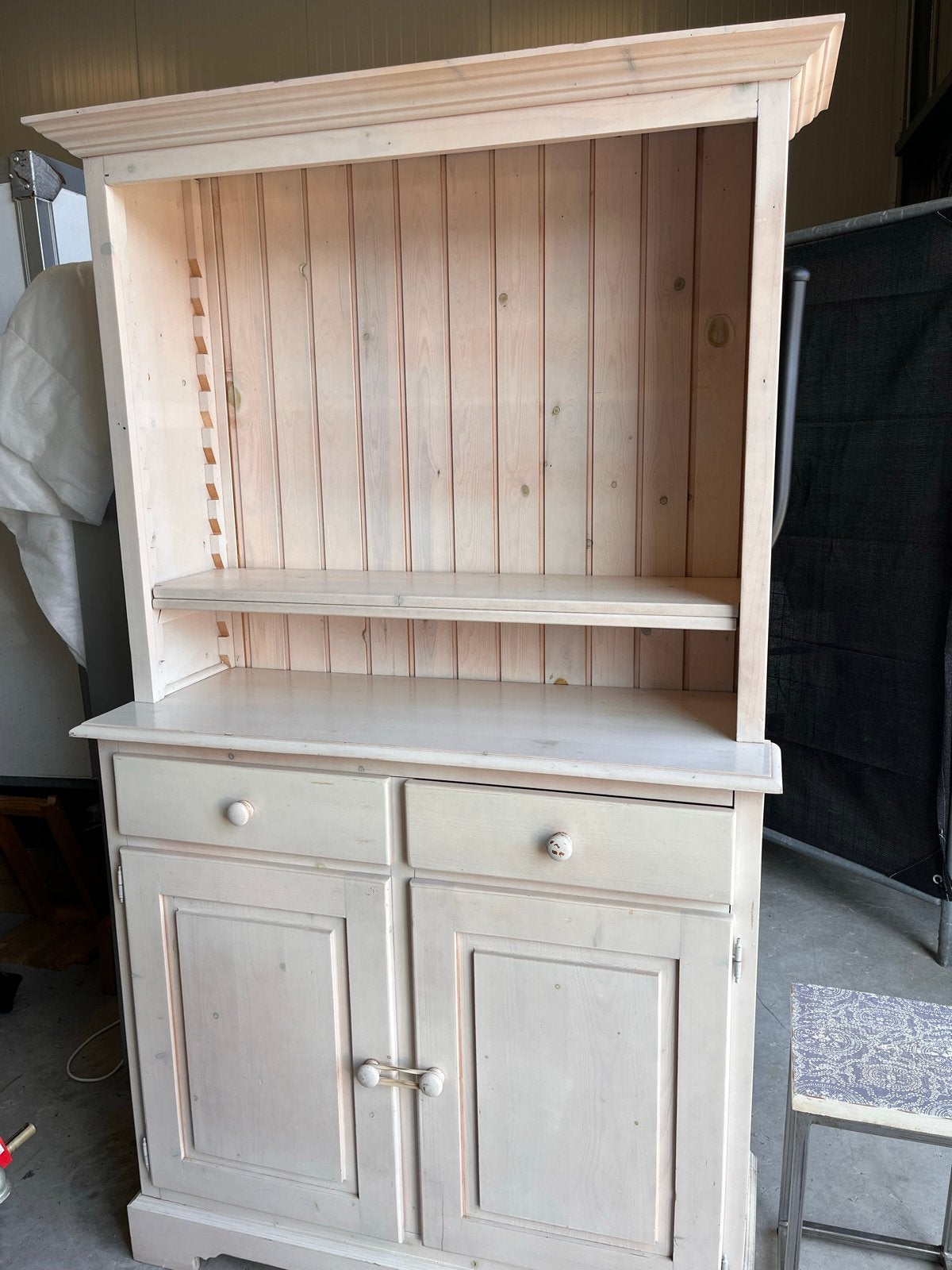 Vintage houten dressoir met open vakken en lades, Ophalen