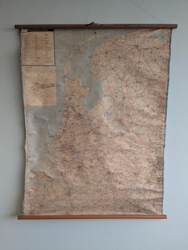 Oude landkaart van Nederland, Gelezen, Ophalen of Verzenden, Landkaart, 1800 tot 2000