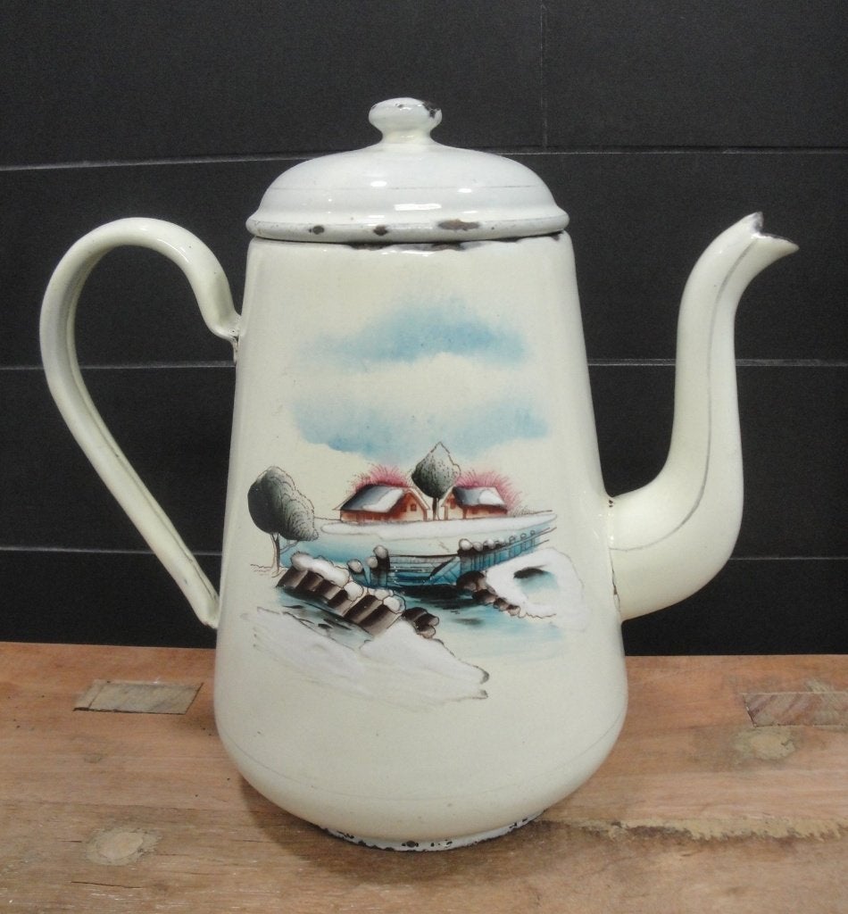 LEUKE OUDE BROCANTE EMAILLE KOFFIEKAN, Ophalen of Verzenden