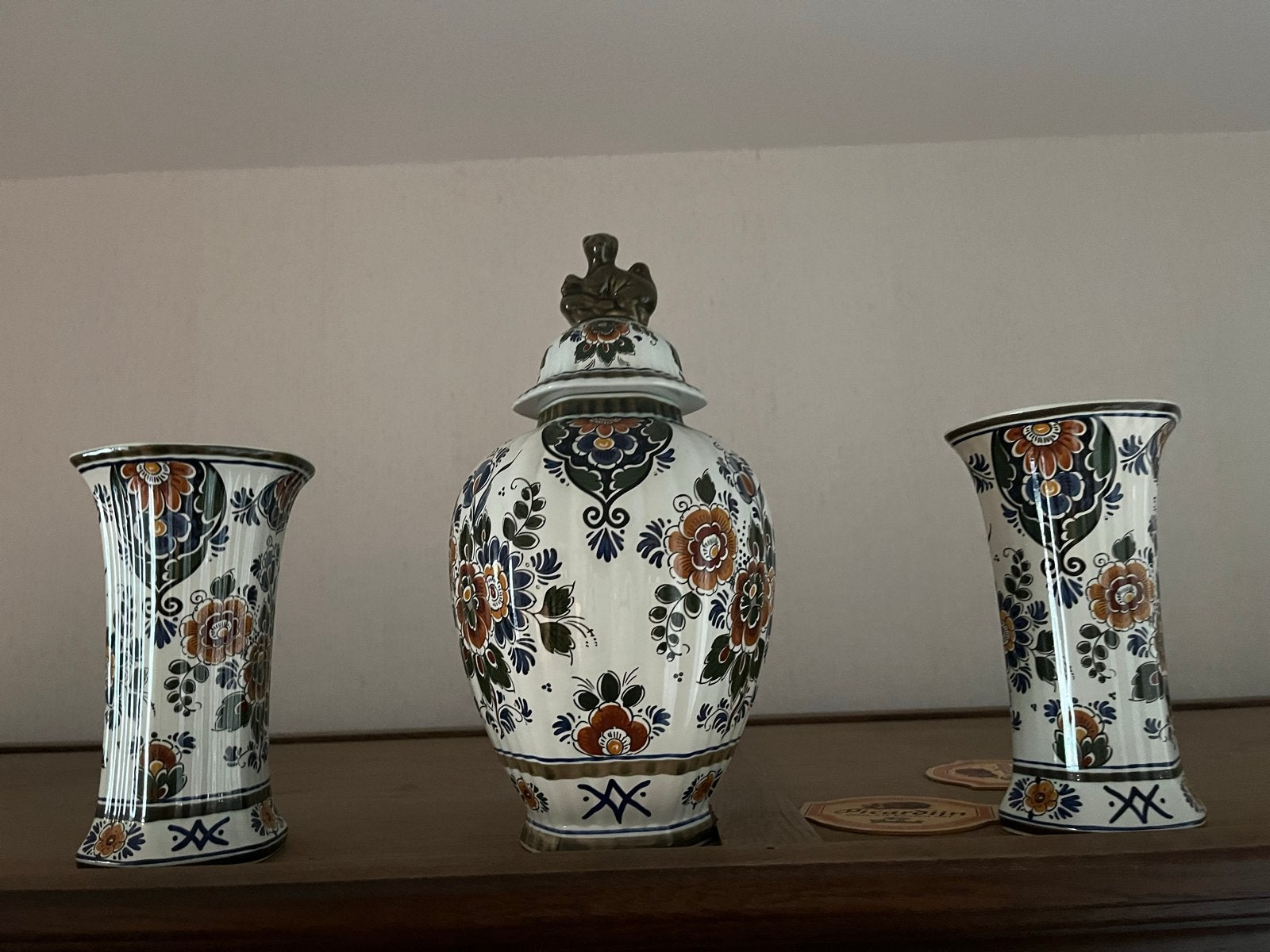 Delfts polychroom vazen set - Handwerk Holland, Ophalen of Verzenden