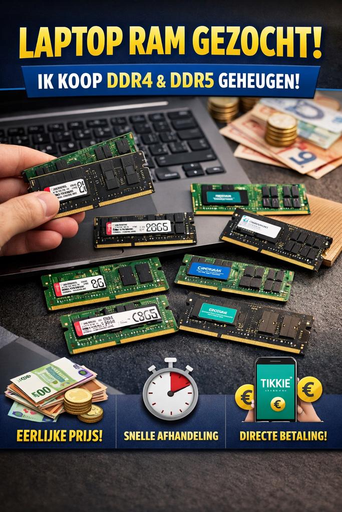 Laptop RAM Gezocht! Koop DDR4 & DDR5 Geheugen, DDR4, Ophalen of Verzenden, Zo goed als nieuw, Laptop