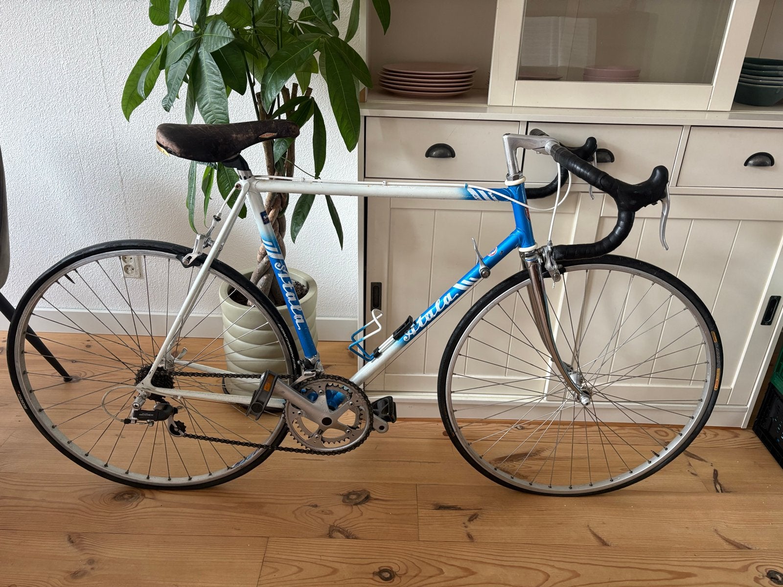 Vintage racefiets, blauw/wit, 28 inch wielen, 28 inch, Gebruikt, 53 tot 57 cm, Ophalen