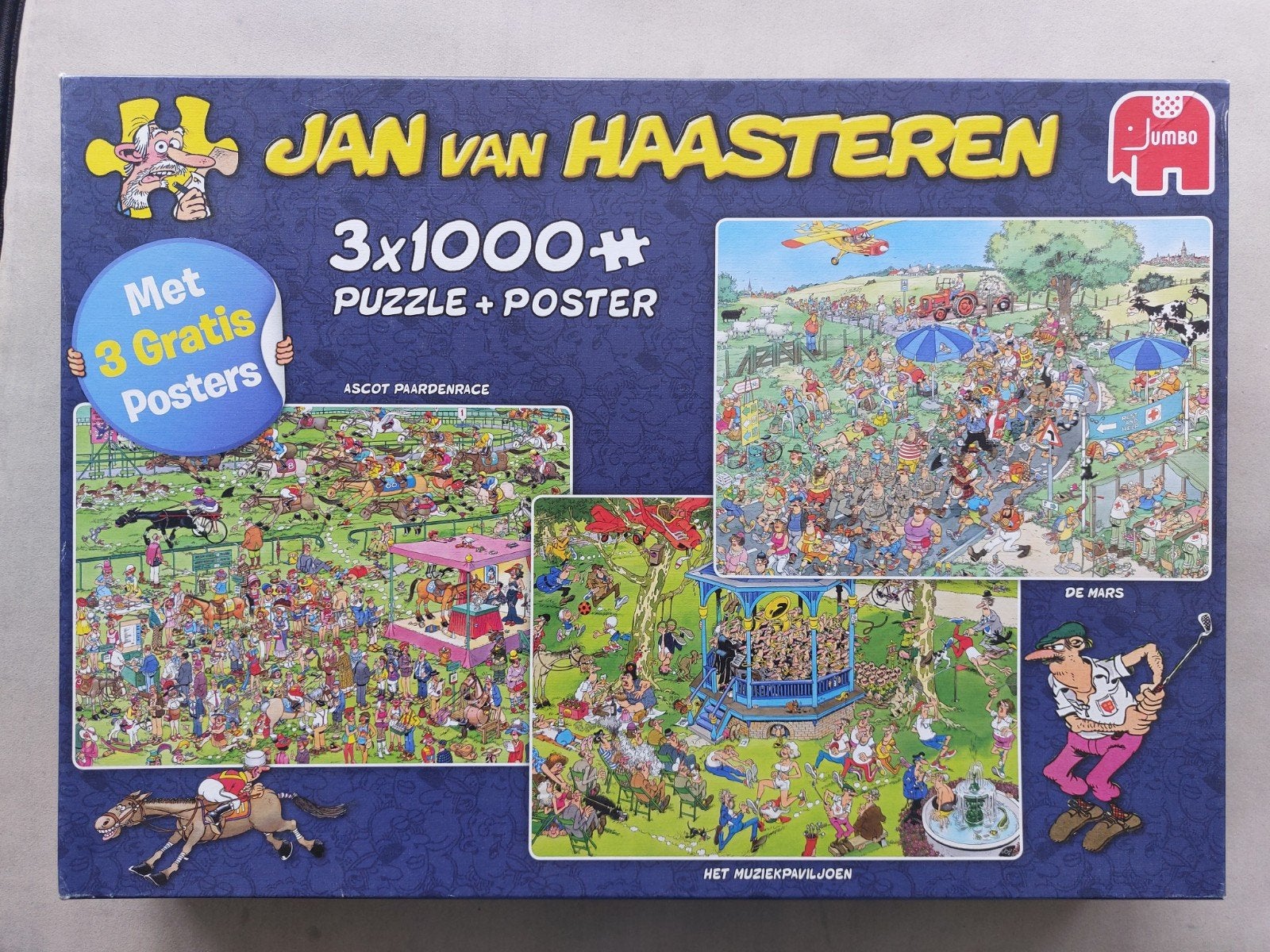 Jan van Haasteren 3x1000, Ophalen of Verzenden, 500 t/m 1500 stukjes, Gebruikt, Legpuzzel