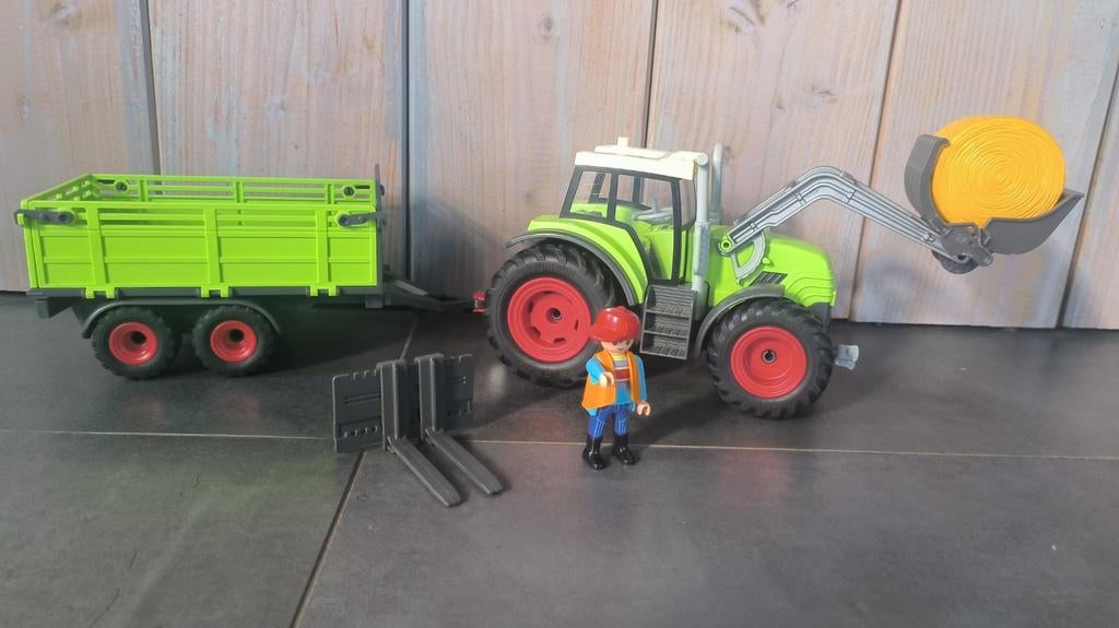 Playmobil 5121 grote Tractor met aanhanger en boer, Ophalen of Verzenden, Gebruikt, Complete set