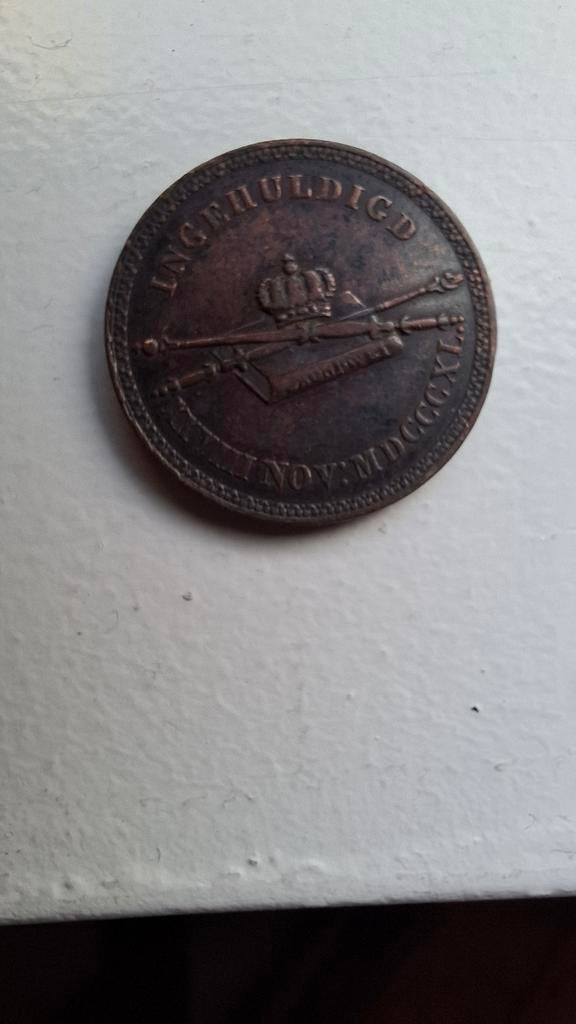 Strooipenning 1840 inhuldiging Koning Willem II, Postzegels en Munten, Ophalen of Verzenden, Overige materialen, Nederland
