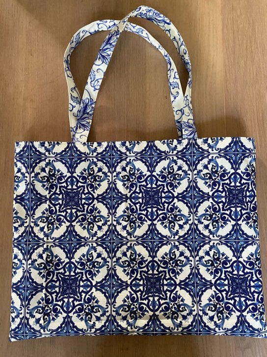 Stoffen tas met Portugees tegelpatroon, Ophalen of Verzenden, Nieuw, Blauw, Shopper