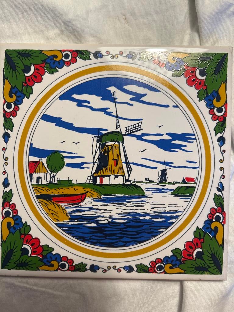 Vintage Mosa Holland Tegeltje - Molenlandschap, Antiek en Kunst, Ophalen of Verzenden