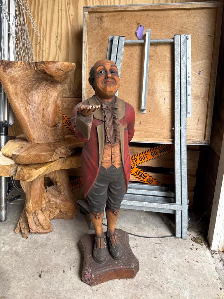 Decoratief beeld butler, Ophalen, 1 meter - 2 meter, Beeld, Hout