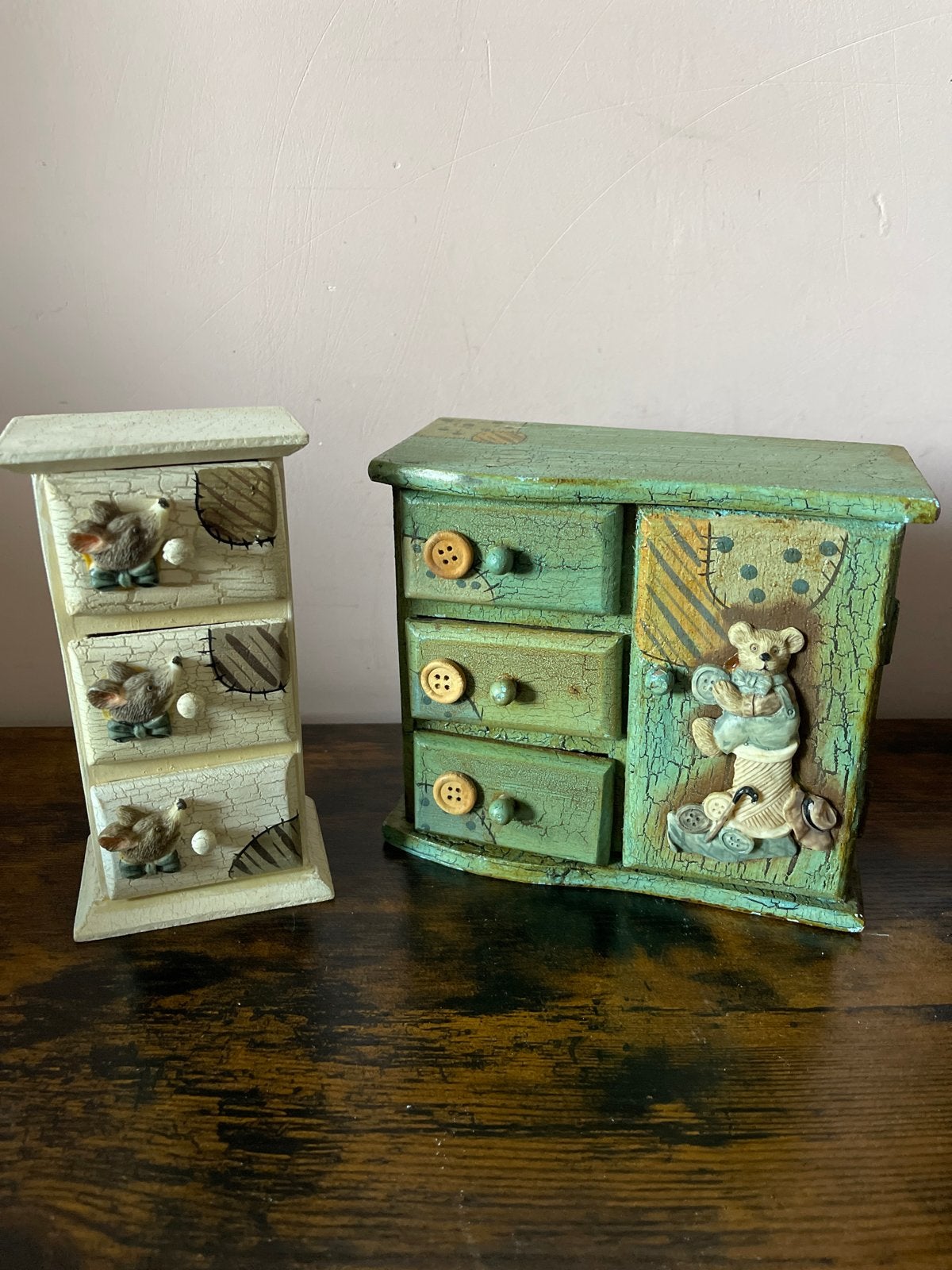 Decoratieve vintage mini ladekastjes - set van 2, Ophalen of Verzenden