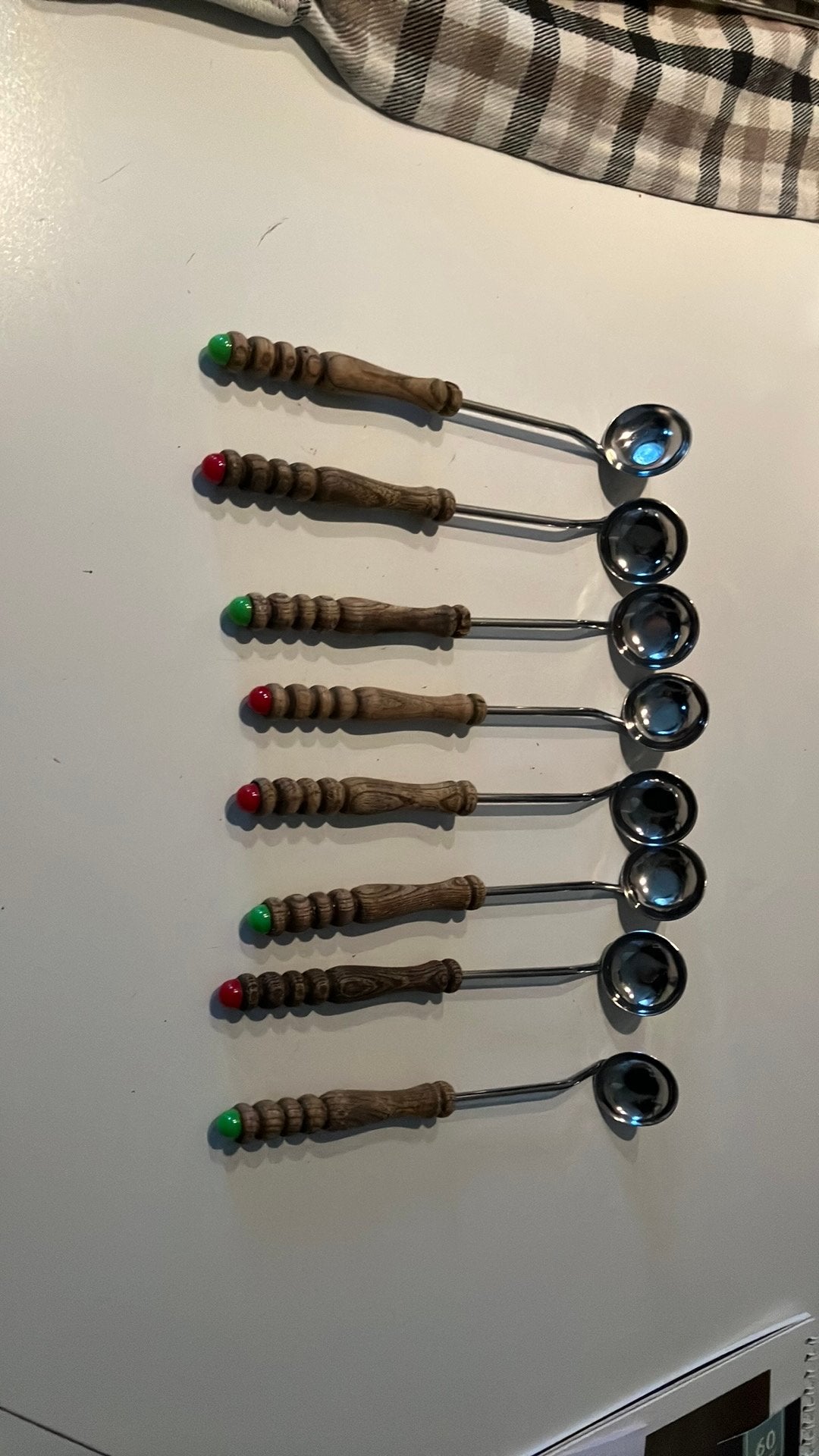 8 saus lepeltjes fondue, Huis en Inrichting, Overige materialen, Ophalen of Verzenden, Zo goed als nieuw, Overige merken
