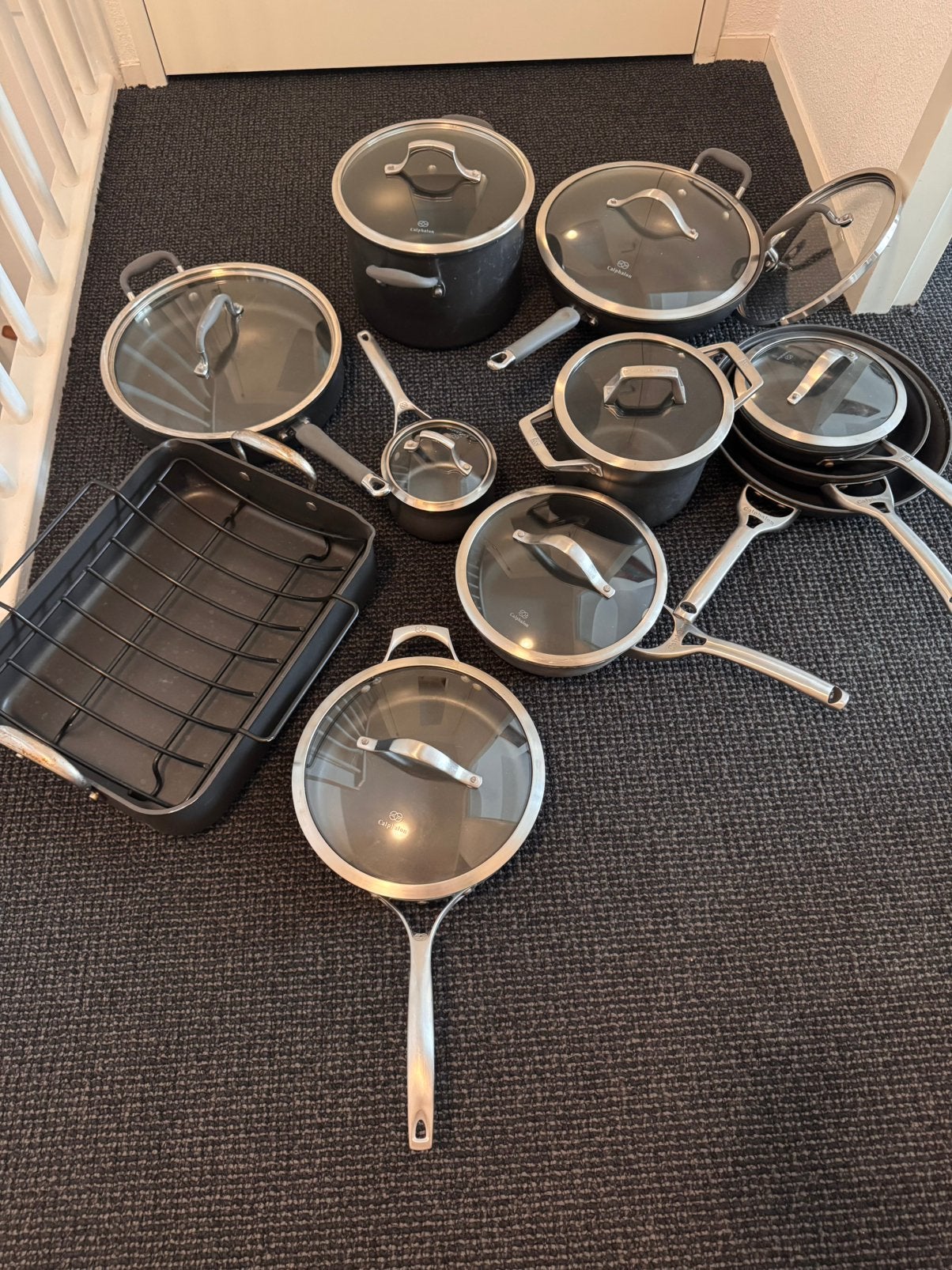 Uitgebreide pannenset: Calohalon, Pampered Chef, Zwilling, Ophalen, Zwart, Metaal, Overige merken