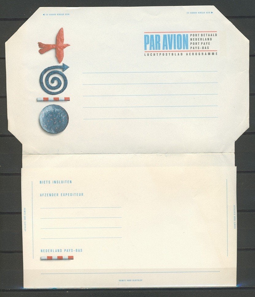 Luchtpostblad Nederland Postzegel K-10 jdu, Postzegels en Munten, Ophalen of Verzenden, Brief