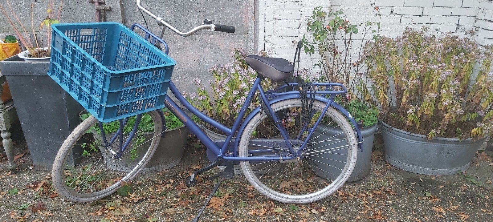 Blauwe damesfiets met mand - Ideaal voor stadsritten, Fietsen en Brommers, Velgrem, Versnellingen, Ophalen, Overige merken