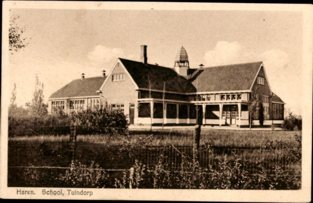 Haren KVR08 1110 School, Tuindorp, Verzenden, 1920 tot 1940, Gelopen, Groningen