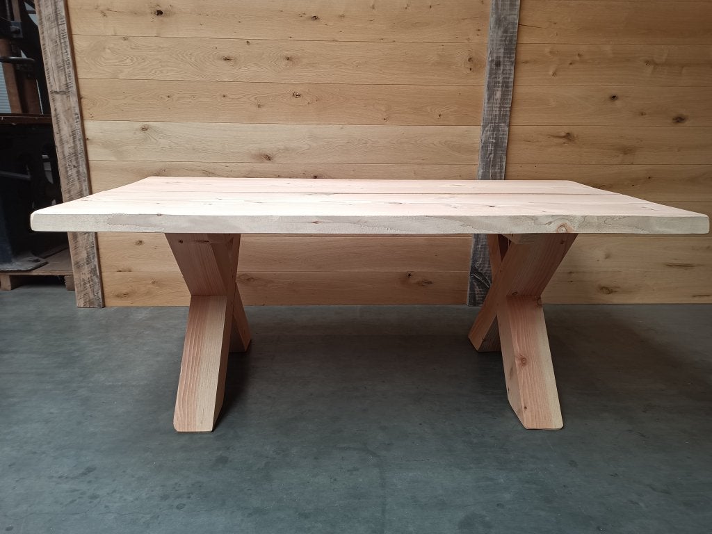 Douglas 6 cm dikke kruispoot tafel boomstamtafel, Niet ingevuld, Niet ingevuld, Nieuw, Ophalen of Verzenden
