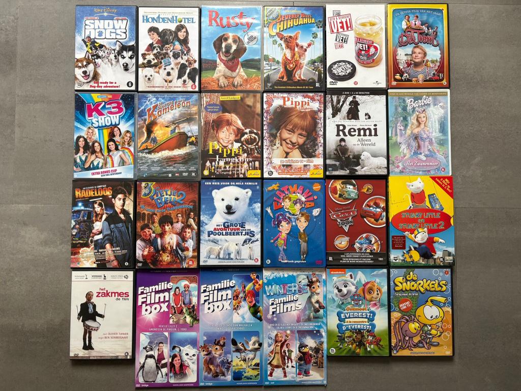 24x Dvd: K3, Kameleon, PawPatrol, Pipi,Pietje Bell,Snow Dogs, Avontuur, Gebruikt, Alle leeftijden, Ophalen of Verzenden
