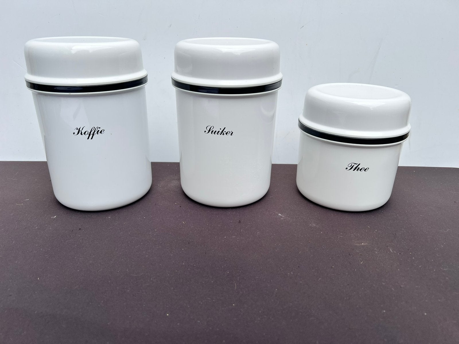 Te Koop Voorraadbussen Thee Koffie Suiker Rosti, Kunststof, Ophalen of Verzenden, Zo goed als nieuw, Voorraadpot